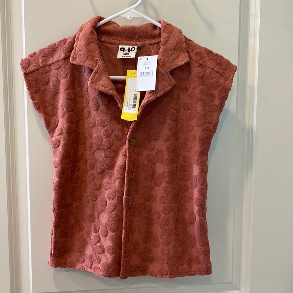 NWT Cotton on Kids girls size 9-10 Stitch Fix terry cloth button up blouse